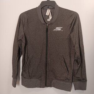 Skechers brand lightweight athletic full-zip jacket with pockets, grey, medium